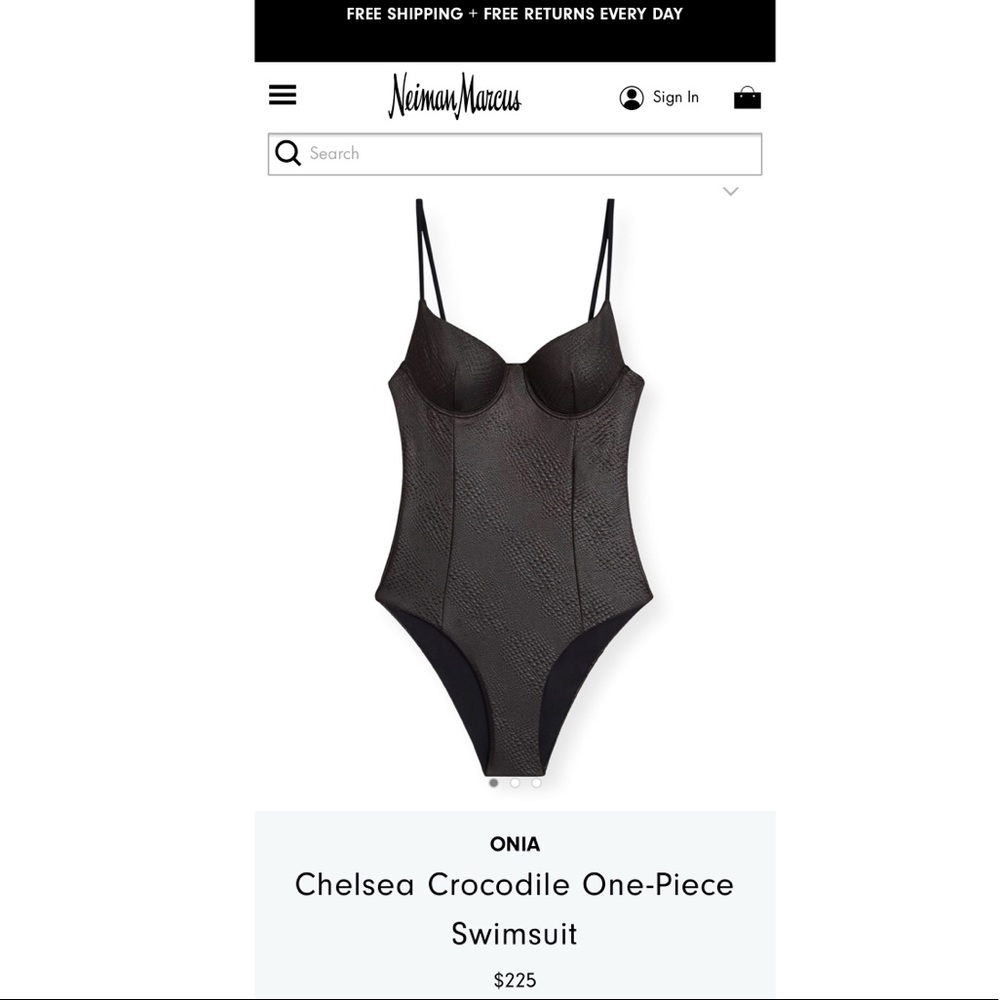 Onia Black Crocodile One piece Swimsuit size S.